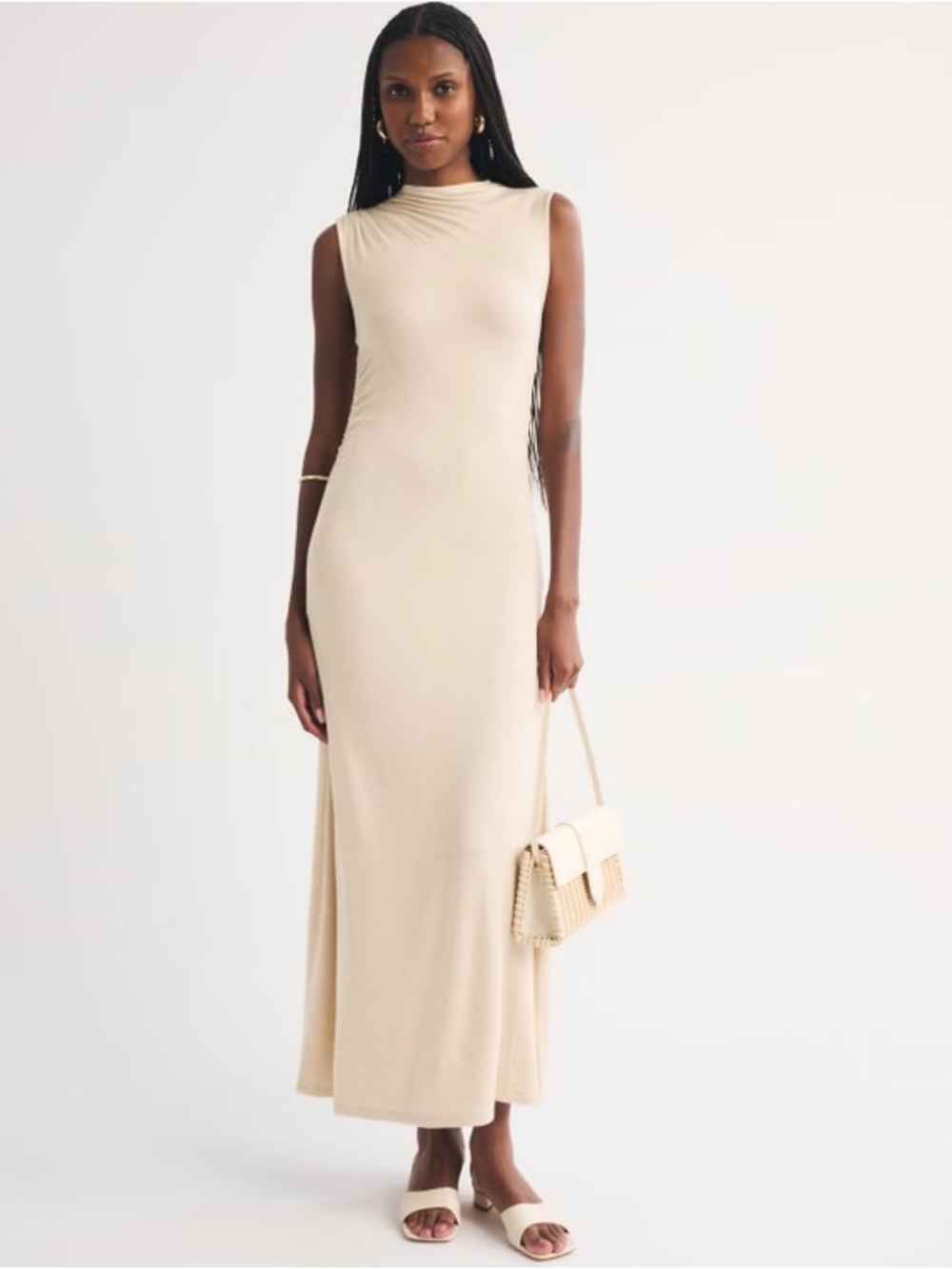 Abercrombie Fine Wool-Blend Mock Neck Maxi Dress